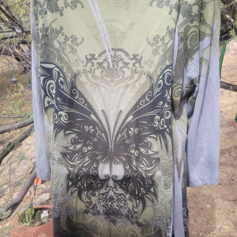 St Tropez Womans 3X Butterfly Casual Top - Picture 4 of 9